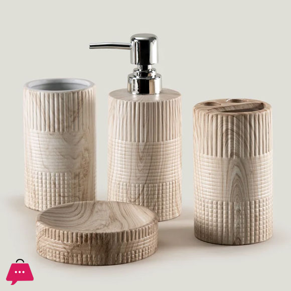 Cloudstone Beige Ceramic Bath Set of 4