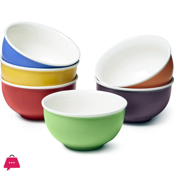 Colorful Ceramic Cereal Bowls - Set of 6, 24 Oz Soup Bowls, Microwave and Dishwasher Safe