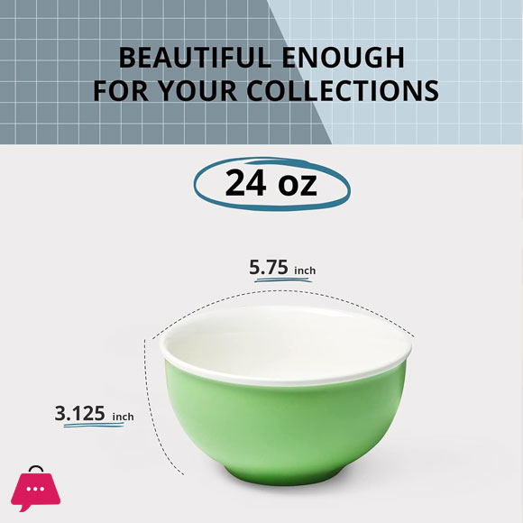 Colorful Ceramic Cereal Bowls - Set of 6, 24 Oz Soup Bowls, Microwave and Dishwasher Safe