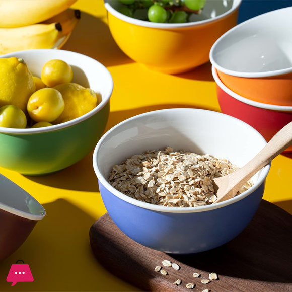 Colorful Ceramic Cereal Bowls - Set of 6, 24 Oz Soup Bowls, Microwave and Dishwasher Safe