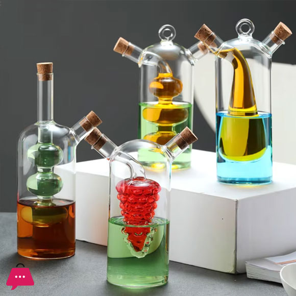 Creative Oil Bottle Dual-use Glass Oil Pot 2-in-1 Kitchen Goods 500ml + 40ml