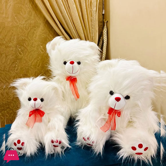 Cute Plush White Teddy Bear With Multi Dot