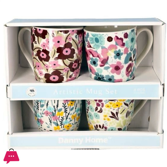 Danny Home 400ml Artistic Mug Set of 4