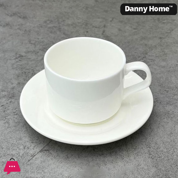 Danny Home Ceramic White 6 Cup and 6 Saucer 215ml