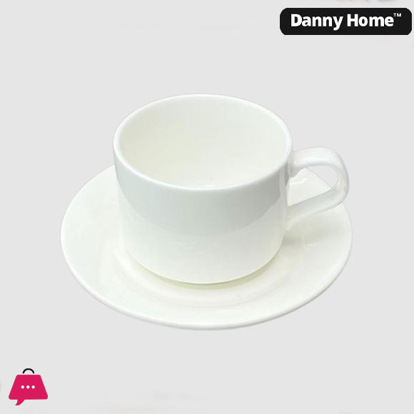 Danny Home Ceramic White 6 Cup and 6 Saucer 215ml