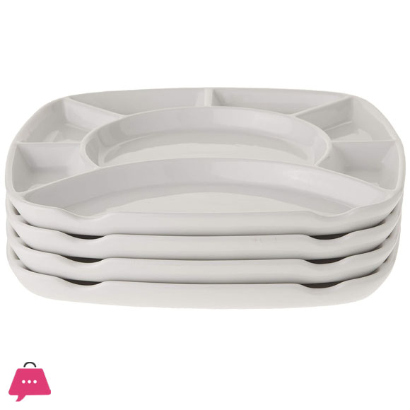 Danny Home ceramic 6 Compartment Snack Divider Tray Set 9 Inch