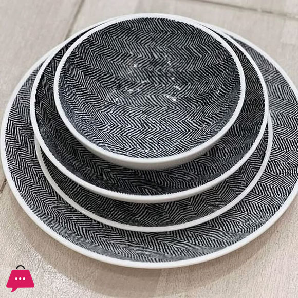 Danny Home Elegant Textures Porcelain Salad Bowl 8 Inch