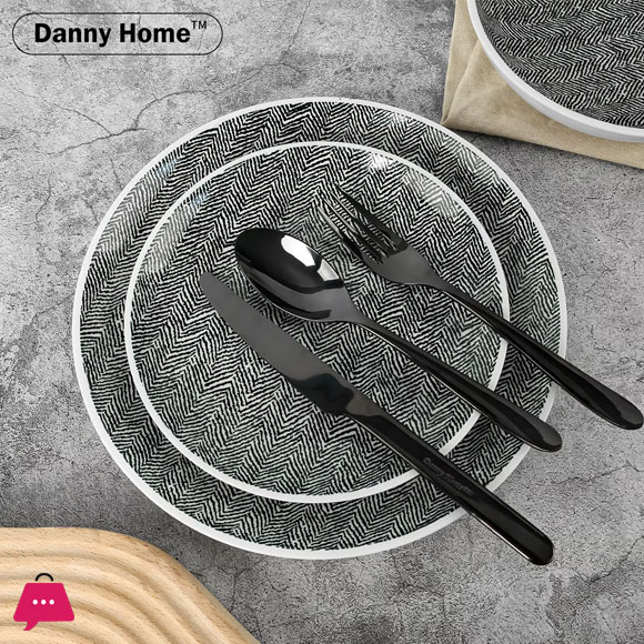 Danny Home Elegant Textures Porcelain Dinner Plate 10.5 Inch