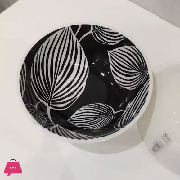 Danny Home Fine Porcelain Black Leaf salad Bowl 8 Inch