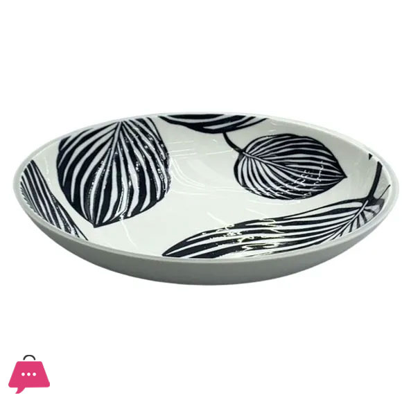 Danny Home Fine Porcelain Black Leaf Deep Plate 8 Inch