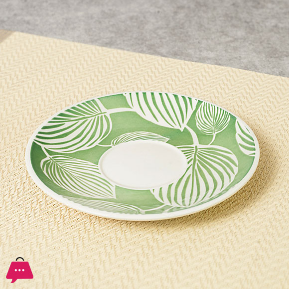 Danny Home Green Leaf Porcelain 200ml Cup & Saucer Set of 6