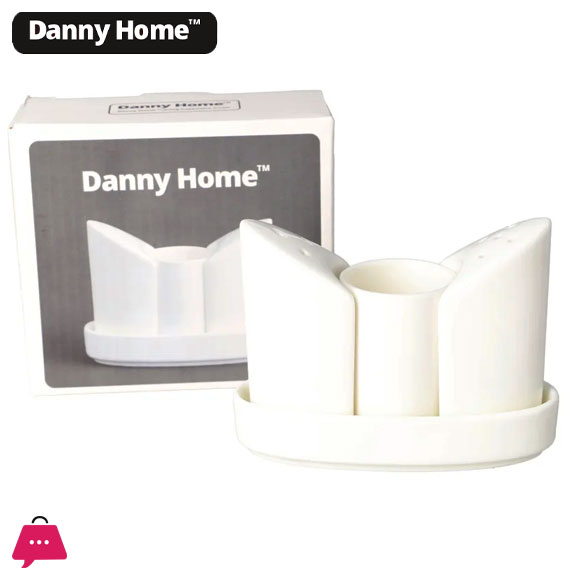 Danny Home Porcelain Salt and Pepper Shaker Toothpicks Holder Set 3pcs
