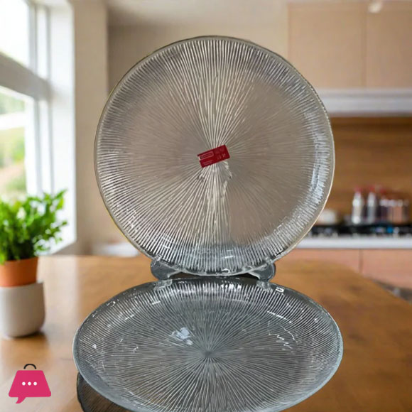 Danny Home Quarter Plates For Dessert Transparent Glass 6 Pieces 7 Inches Plates Microwave Safe