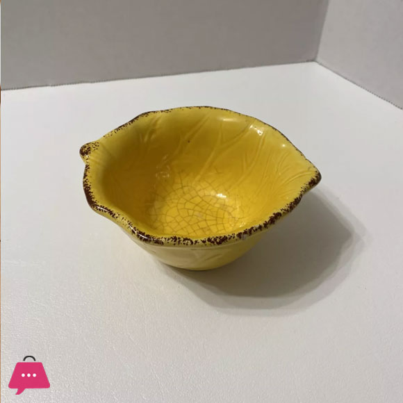 Danny Home Yellow Leaf Vintage round Dip Dish 4 Inch