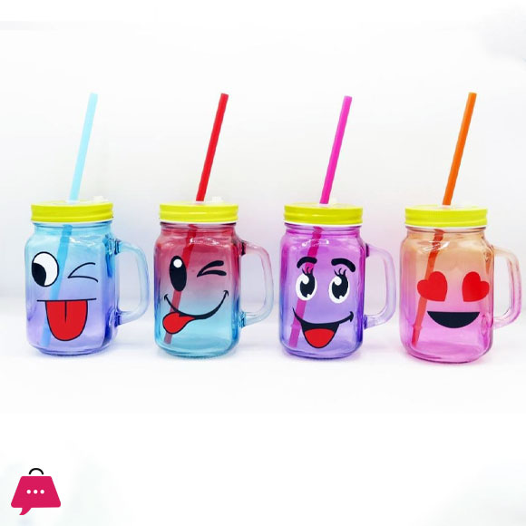 KLEEYO MASON JAR CLEAR SMILEY 450ML