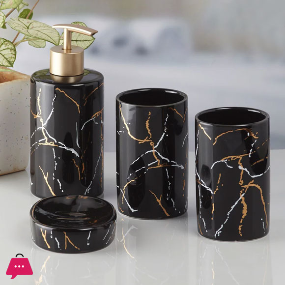 Marble Design Bath Accessories Set of 4