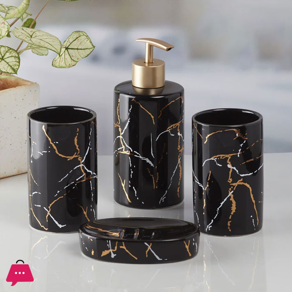 Marble Design Bath Accessories Set of 4