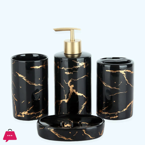 Marble Design Bath Accessories Set of 4