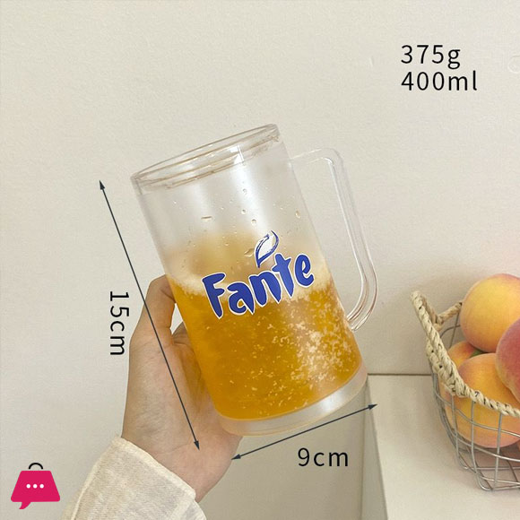 Plastic Double Walls Freezer Beer Mug with Printing 400ml