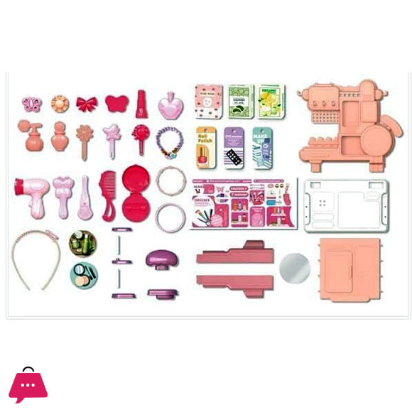 Plastic Prented Play 42 Pcs Kids Vanity Table Toys Pretend Makeup Toys Fashion Set Toy Table Beauty Saloon Play Set for Girls