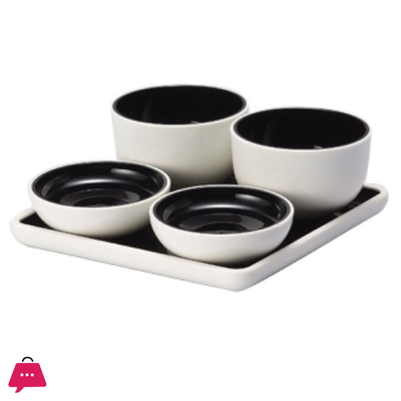 Salad Service Set Black & White - KY1063