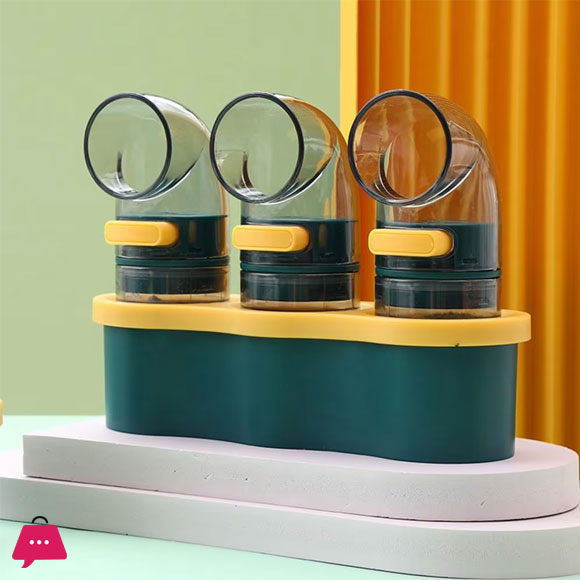 Spice Balance Volume-controlled Moisture-proof Salt Sugar Seasoning Jar 3Pcs