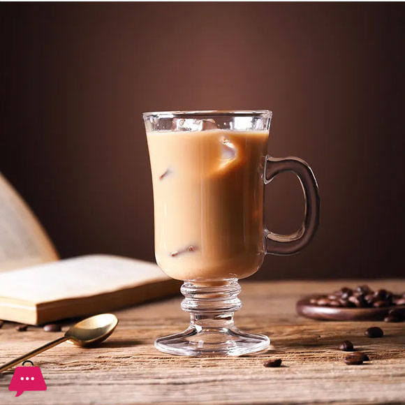 Danny Home Volarium Irish Latte Coffee Cup With Handle Glass Mug Set of 2