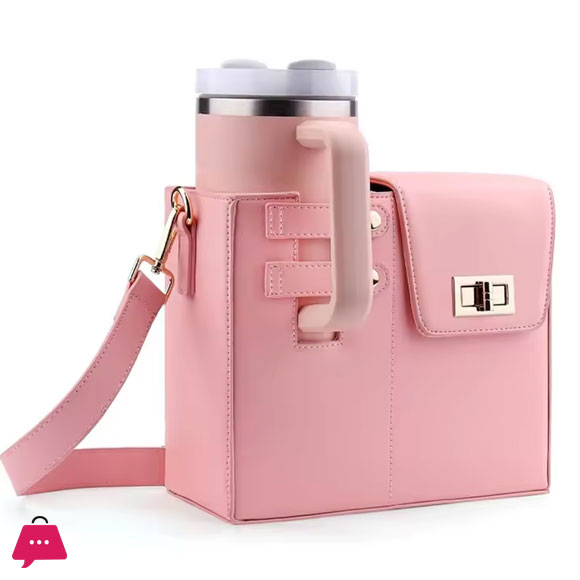 Tumbler Handbag Purse Carrier Bag PU Leather Travel Cup Holder Bag