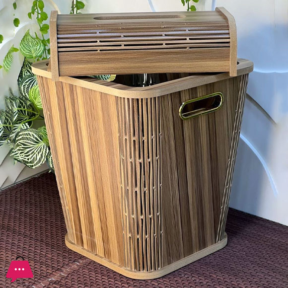 Wood Dustbin & Tissue Box Set