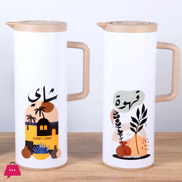 Hobby Lobby 1Liter Colorful Design Water Plastic Body Plastic Handle Thermal Vacuum Flask Coffee Pot