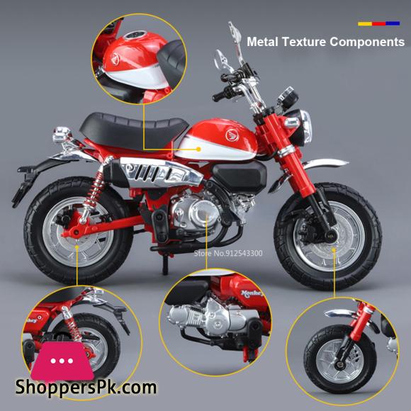 1:12 Honda Monkey Alloy Toy Motorcycle Model Car with Sound Light Rear Wheel Suspension Motorbikes Vehicle Models for Children