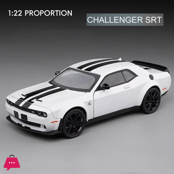 1:22 Dodge Challenger SRT Alloy Model Car Diecasts Metal Sports Alloy Car Model Simulation Sound Light Collection