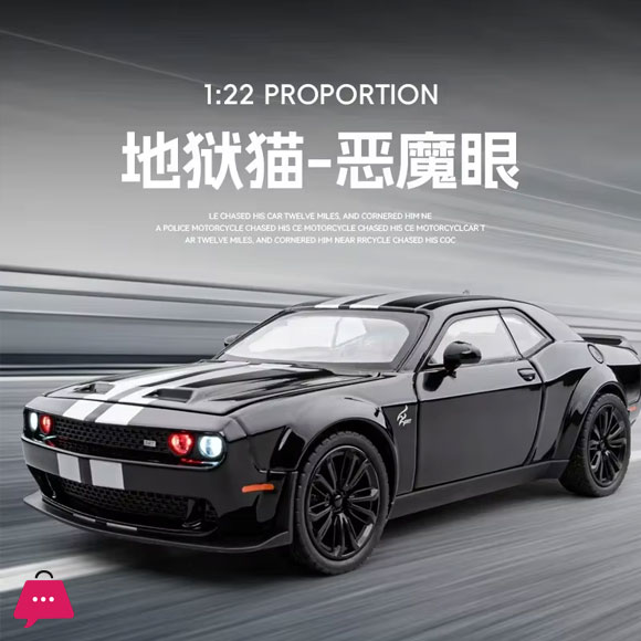 1:22 Dodge Challenger SRT Alloy Model Car Diecasts Metal Sports Alloy Car Model Simulation Sound Light Collection