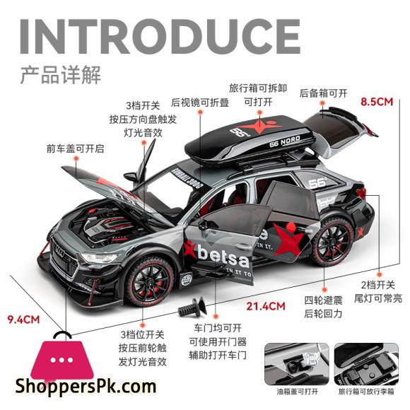 1:24 Audi RS6 DTM Modified Vehicle Alloy Die Cast Toy Car Model Sound and Light