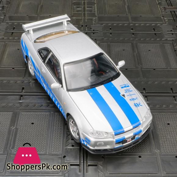 1:24 Nissan GTR R34 Skylin Fast & Furious Alloy Car Model Sound and Light Pull Back Childrens Toy Collectibles