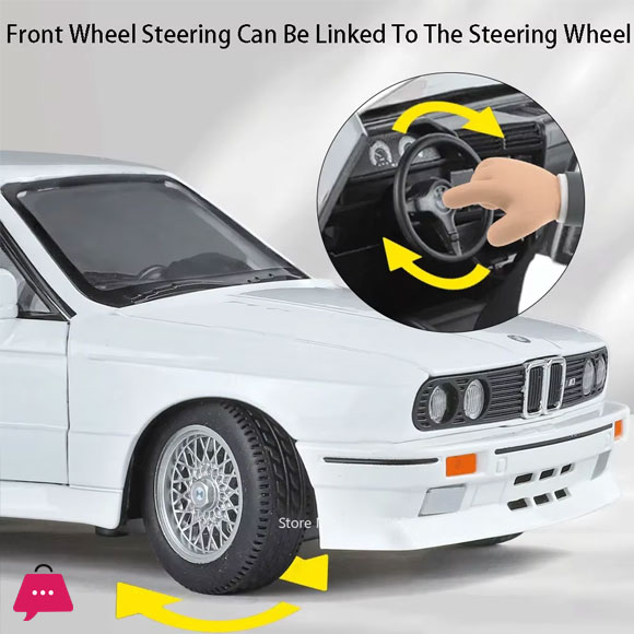 1:24 BMW M3 Miniature Model Alloy Car Toys Diecast Metal Vehices Sound Light Pull Back 4 Doors Opened