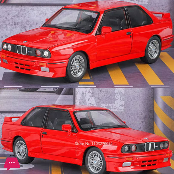 1:24 BMW M3 Miniature Model Alloy Car Toys Diecast Metal Vehices Sound Light Pull Back 4 Doors Opened