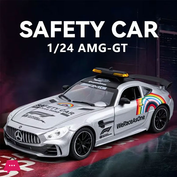 1:24 Mercedes-Benz AMG GT F1 Safety Car Alloy Car Model Sound And Light Pull Back Toy Car