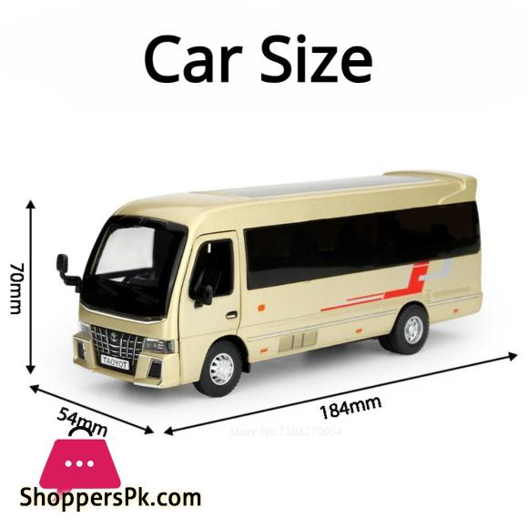 1:32 Coaster Car Toys Model Diecast Alloy Bus Sound Light Pull Back Doors Can Opened Metal Body Rubber Tires Toy