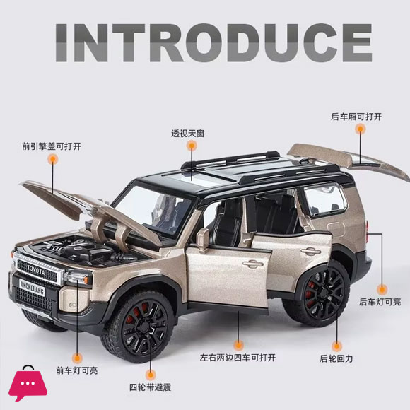 1:32 Toyota Land Cruiser Prado SUV Alloy Die Cast Toy Car Model Sound and Light Childrens Toy Collectibles