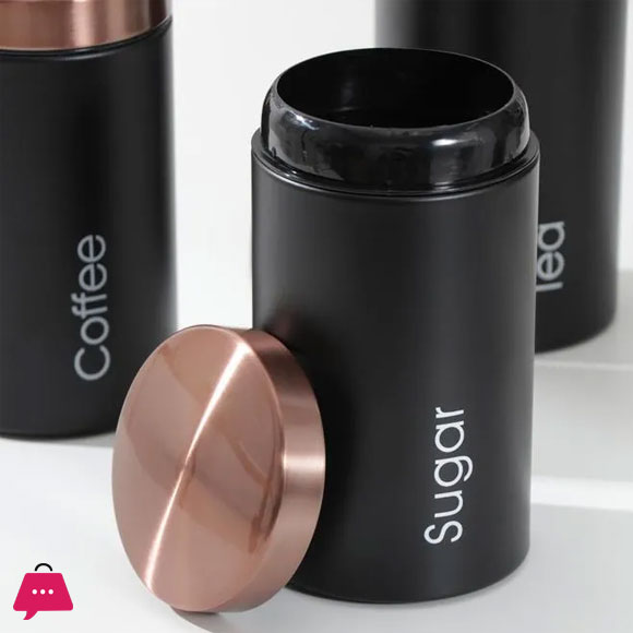 3-Piece Vintage Retro Metal Containers with Lids Coffee Tea Sugar Set Steel Lid
