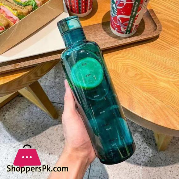 Plastic Water Bottle with Time Marker Leakproof Drink Bottle Drop-Resistant Sport Water Bottles