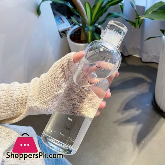 Plastic Water Bottle with Time Marker Leakproof Drink Bottle Drop-Resistant Sport Water Bottles