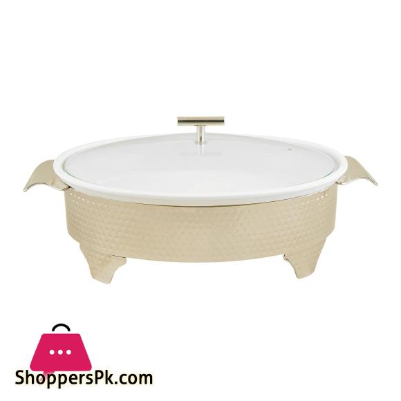Brilliant Oval Casserole Serving Dish With Candle Stand Buffet Food Warmer 14.5 Inch