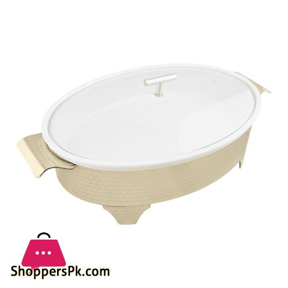 Brilliant Oval Casserole Serving Dish With Candle Stand Buffet Food Warmer 16 Inch