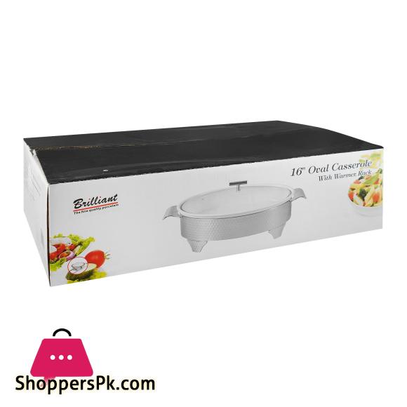 Brilliant Oval Casserole Serving Dish With Candle Stand Buffet Food Warmer 16 Inch