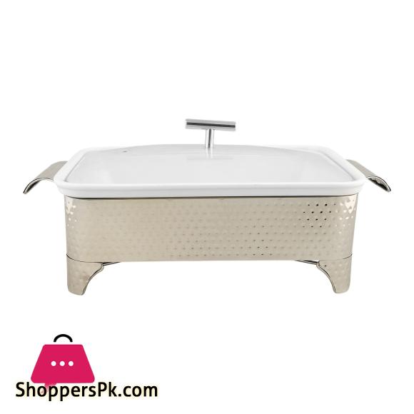Brilliant Rectangular Casserole Serving Dish With Candle Stand Buffet Food Warmer 13.5 Inch
