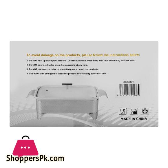 Brilliant Rectangular Casserole Serving Dish With Candle Stand Buffet Food Warmer 13.5 Inch