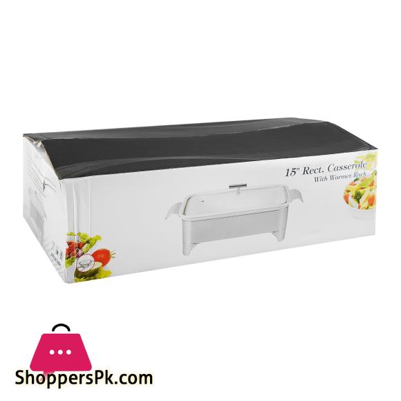 Brilliant Rectangular Casserole Serving Dish With Candle Stand Buffet Food Warmer 15 Inch