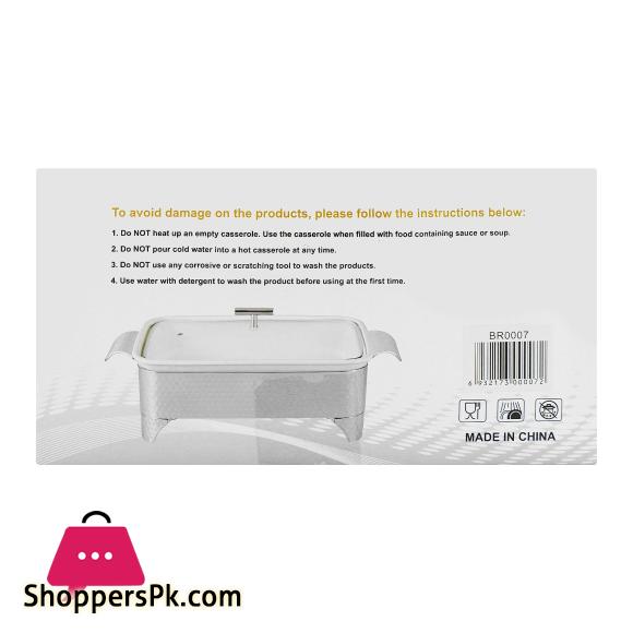Brilliant Rectangular Casserole Serving Dish With Candle Stand Buffet Food Warmer 15 Inch